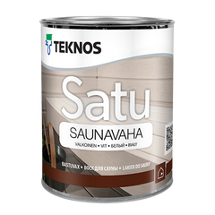 Воск для сауны Teknos SATU SAUNAVAHA 2.7 (L.), Воск для сауны, Для потолка, стеновых панелей, а также для полков в сауне, Сауной можно пользоваться через день после применения защитного средства, перед использованием сауну необходимо нагреть и проветрить. Окончательное формирование лакокрасочной пленки происходит примерно через 3 недели, в нормальных условиях сушки, Применяется для необработанной древесины или деревянных поверхностей ранее обработанных восковыми составами. Можно применять также в душевых, каминных и любых жылых помещениях для обработки потолочных и стеновых панелей.